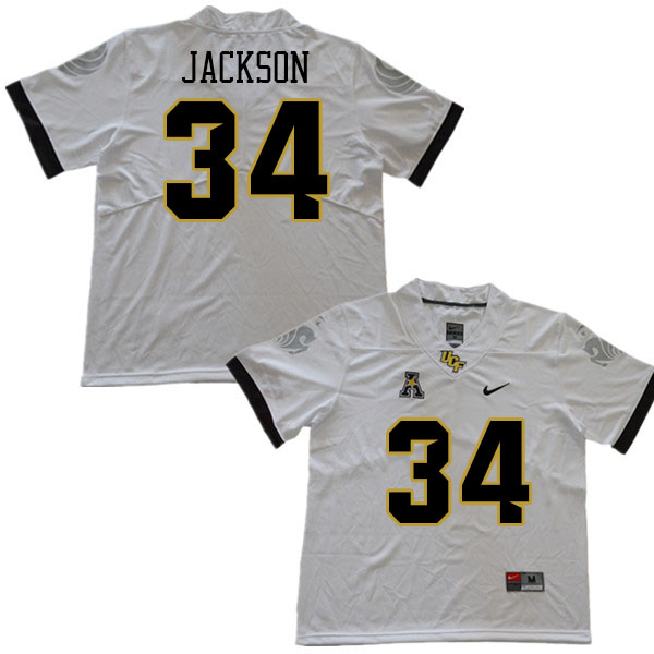 Men #34 Terrell Jackson UCF Knights College Football Jerseys Stitched Sale-White - Click Image to Close
